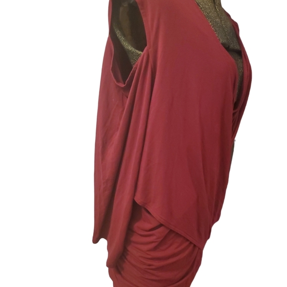 Catherines Plus size Burgundy Wrap cold shoulder size 3X - Picture 2 of 4